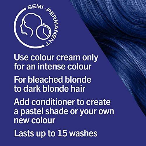 Schwarzkopf LIVE Ultra Brights Or Pastels, Vibrant Semi-permanent Blue Hair Dye, Lasts Up to 15 Washes, Electric Blue 095