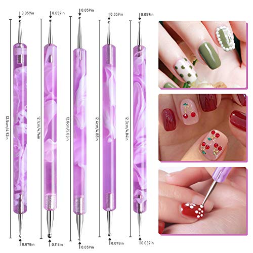 Kalolary 22pcs UV Gel Nail Art Brush Set, Acrylic Nail Art Dust Brush Nail Art Dotting Pen Nail Painting Brush Pen Nail Art Tips Builder Brush Ge