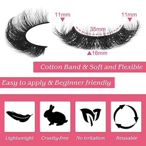 False Eyelashes D Curl Lash Strips Fluffy Wispy Mink Lashes Look Like Extensions Russian Strip Lashes Natural Look Volume Dramatic Short Fake Eye
