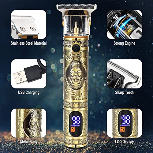 Beard Trimmer Professional Hair Clippers Men, Electric Cordless Hair Trimmer with LCD Screen & Sharp Blades, Rechargeable Clippers for Men Haircu