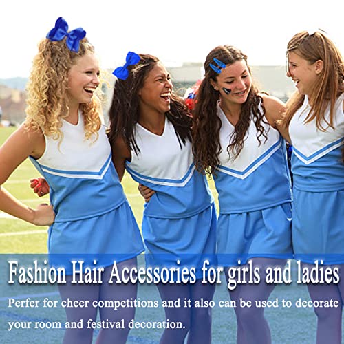 Carreuty 38PCS School Hair Accessories Kit Royal Blue Ribbon Style Bow Bobbles Hair Clips Bows Ribbon and Elastics Bands for School Girls Women G