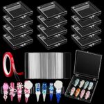 63 PCS Press on Nails Packaging Set, Kalolary Clear Nail Tips Display Storage Box Set Including Packaging Boxes, Double Sided Tape and Transparen