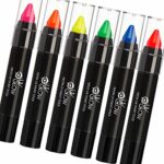 Neon Face Paint Stick by UV Glow - Genuine and original UV Glow product - glows brightly under UV Light! (Set of 6)