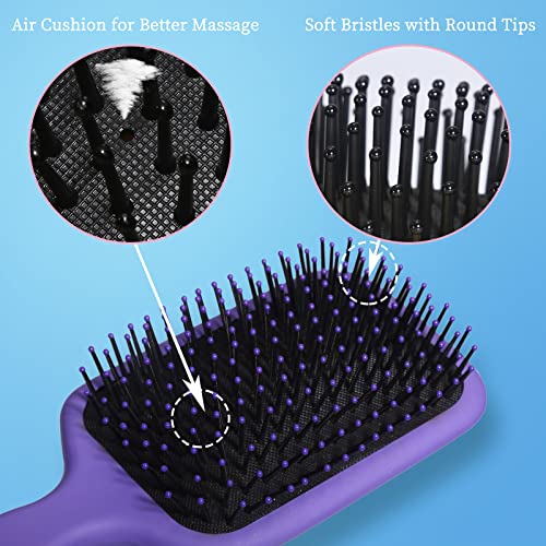 LORSEX 2 Pack Hair Brush, Large Detangling Paddle Hairbrush for Women Men and Kids, Great on Wet/Dry Hair Smoothing Massaging Detangling (Pink-Pu