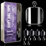 Clear Soft Gel Fake Toenail-Solid Square Fake Toenail Full Coverage Press on Toe Nail,Clear Ultra-thin Design Nail Extension,Smooth Traceless Hom