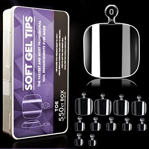 Clear Soft Gel Fake Toenail-Solid Square Fake Toenail Full Coverage Press on Toe Nail,Clear Ultra-thin Design Nail Extension,Smooth Traceless Hom