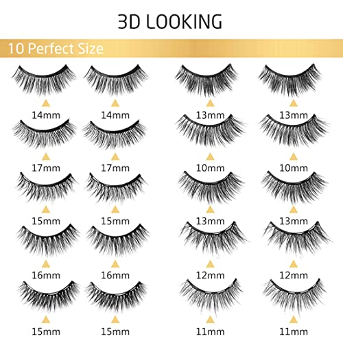 Magnetic Eyelashes,INSMART 10 Pairs False Eyelashes Upgraded 3D 5D Magnetic Eyelashes and Magnetic Eyeliner Kit with 2 Tubes of Magnetic Eyeliner