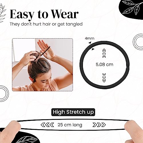 Bellure 30 Pcs 4mm Balck Hair Bands For Women, Black Hair Bobbles For Women Thick Hair, Snag-free elastic hair ties for women hairbands, Ponytail