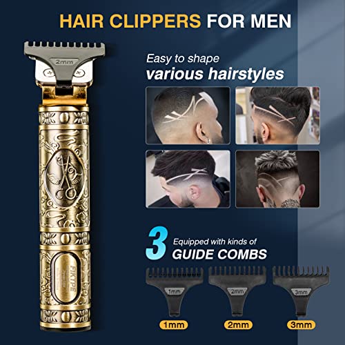 Hair Clippers Cordless Beard Trimmer Men Vintage T9 Fade Barber Machine Gold Zero Gap Electric Shape Up Professional Haircut with LCD USB Birthda