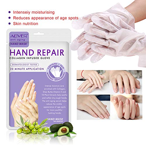 CCKULOOB Hand Mask Hand Moisturizing Gloves Mask for Dry,Cracked Hands,Whitening and Anti-aging,Repair Rough Skin (4 Packs, Lavender)