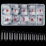 500PCS False Nails Tips for Natural Nails, 10 Sizes Coffin Acrylic Tips, Clear Fake Nail Extension Tips Artificial Nails Tips for Girls Women