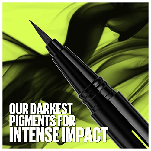 Maybelline Pen Eyeliner, Waterproof, Brush Tip Liner, Precise Lines, Tattoo Impact, Up to 24h Wear, Tattoo Liner Ink, Jet Black