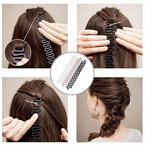 Hair Braiding Kit, Include 1 set of Topsy Hair Tail Tools, 3pcs Hair Braid French Centipede Braiders, 1pcs Plastic Bun Maker, 10pcs U Shaped Hair