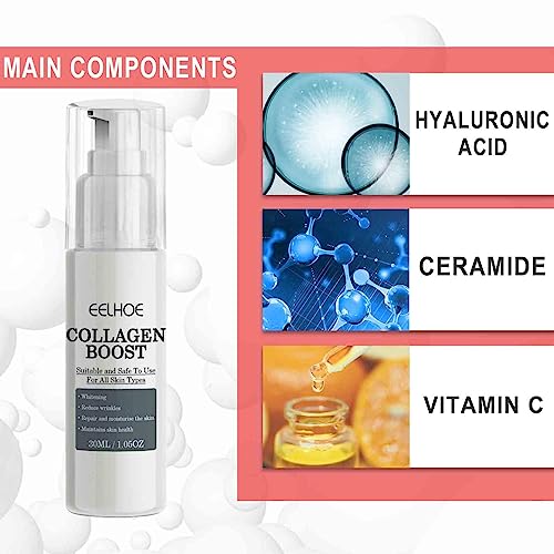 EELHOE Collagen Boost Anti Aging Serum, Anti-Aging Serum, Anti-Wrinkle Face Serum Fade Microgroove, Blemish Skin Corrector Serum, Dark Spot Corre