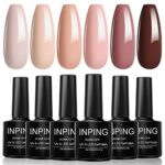 INPING Gel Nail Polish, 6 Colors Nude Gel Polish Bare Apricot Light Beige Natural Skin Dark Brown Popular Collection Soak Off UV/LED Lamp Manicur
