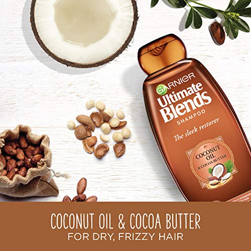 Garnier Ultimate Blends Shampoo & Conditioner Set | Sleek Restorer With Coconut Oil & Cocoa Butter Smoothing for Sleek, Smooth, Frizz-Free Hair |