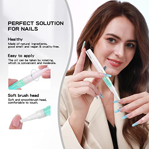 Saviland 6Pcs Cuticle Oil Pen - Cuticle Oil for Nail Care, Fruity Natural Ingredients Nail Oil Pen, Nail Strengthener Oil for Nail Smoothing, Nou
