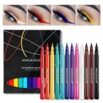 Anglicolor 12 Colours Coloured Eyeliner, Matte Liquid Eyeliner Set, Long Lasting Waterproof Neon Eyeliner Pen, Highly Pigmented Smudge-proof Colo