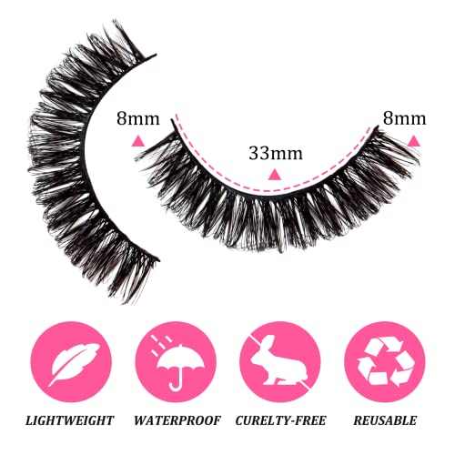 False Eyelashes Russian Strip Lashes D Curl Fluffy Wispy 10 Pairs Reusable Natural Look Faux Mink Volume Fake Handmade Thick Soft Long Dramatic E