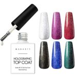 Makartt Glitter Top Coat Gel Nail Polish, No Wipe Nail Gel Top Coat Nail Polish, High Gloss Gel Coat for Acrylic Nails Soak Off Holographic Gel S