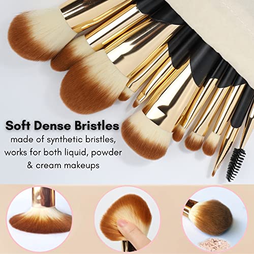 EDMIRE 10pcs Makeup Brushes including Foundation Brush, Eyeshadow and Eyebrow brushes. Essential Make up Brushes Set Gift for Women, Make up Brus