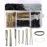 320 Pcs Bobby Pins & Hair Bands Set Including 100 Bobby Pins, 100 U Shape Hair Pins, 120 Pcs Hair Bands and 3 Hair Combs with Storage Box for Wom