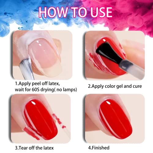 Liquid Latex Nails Peel Off, Liquid Latex For Nail Art Skin Barrier Protector for Gel Polish Fast Drying Odorless Cuticle Base Coat Nail Polish G