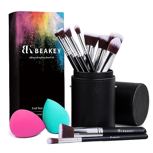 BEAKEY Diversity Makeup Brushes 12Pcs Makeup Kit, Premium Synthetic Kabuki Foundation Face Powder Concealers Eyeshadow Blush Brushes Makeup Brush