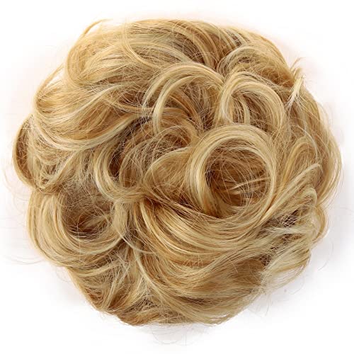 JJstar Messy Hair Bun Curly Wavy Hair Scrunchies Accessories Pieces for Women Girls Synthetic Hair Chignons (Dark Brown)