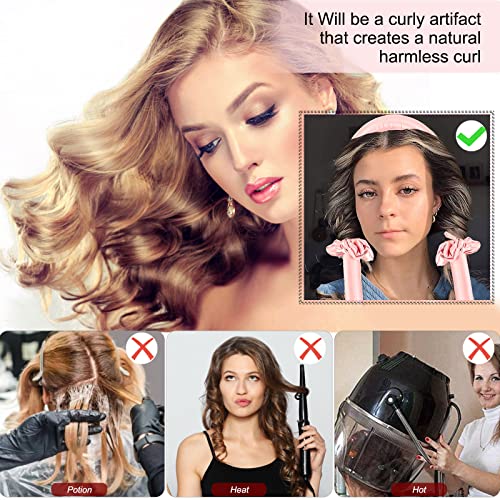 Heatless Curling Rod Headband, ZAHRVIA No Heat Silk Curls Headband Sleep In Overnight Soft Headband Wave Formers Hair Curlers DIY Hair Styling To