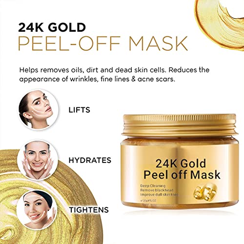 Peel Off Face Masks,Gold Face Peel Anti Wrinkle Anti Aging Facial Mask,Deep Skin Clean Purifying Acne,Reduces Fine Lines & Wrinkles,Skin Care Fac