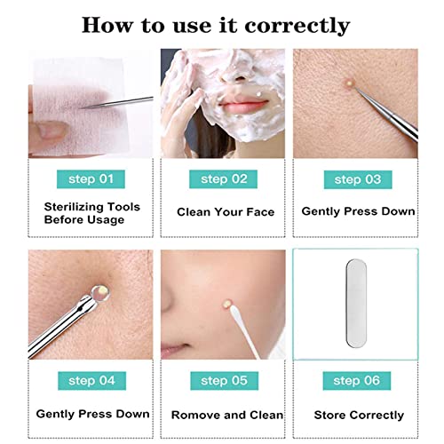 Blackhead Remover Tool Kit,8 Pieces Comedone Extractor Tool Blemish Whitehead Removal Acne Needle Pimple Spot Popper Stainless Steel (Sliver) (An