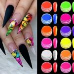 BISHENGYF Pigment Nail Powder Fluorescence Pigment Ultrafine Glitter Powder Nail Pigments Dust Nail Glitter Gradient Iridescent Nail Art Decorati