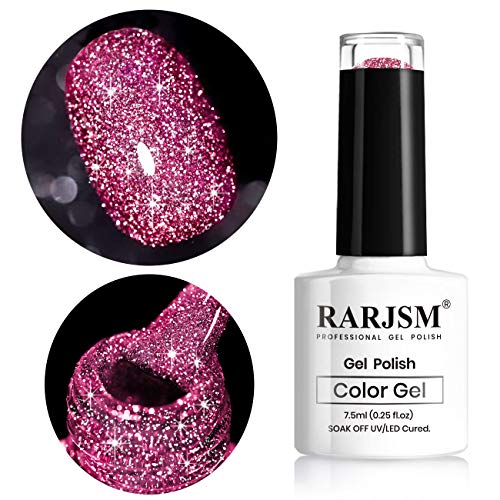RARJSM Silver Glitter Gel Nail Polish Sparkle Nail Gel Varnish Requires Drying Under UV LED Lamp for Women Spring Summer Nail UV Beauty Art Desig
