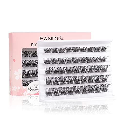 Individual Lashes Cluster Lashes D Curl 45 Clusters,DIY False Eyelashes Wide Stem 10-16mm Length Lash Clusters,Soft Fluffy Individual Eyelash Ext