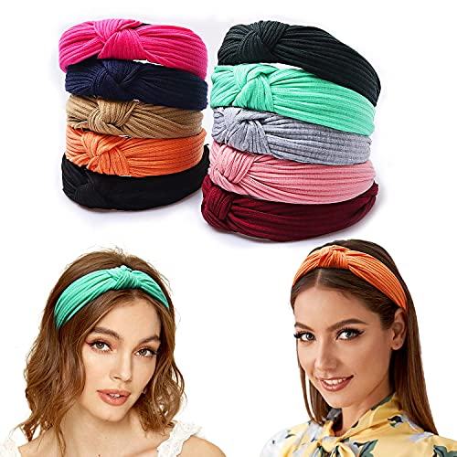 Haquno Headbands for Women 10 Packs Fabric Hair Band Accessories Elastic Head Wrap Cute Outdoor Hair Accessories