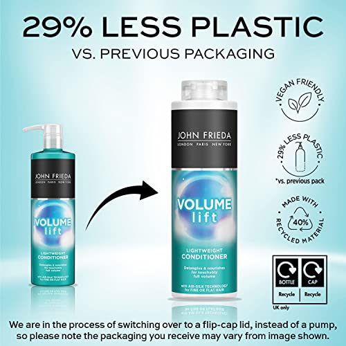 John Frieda Volume Lift Lightweight Conditioner 500 ml, Conditioner for Flat, Fine Hair, Conditioner Value Pack