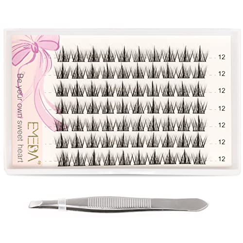 EMEDA Cluster Lashes 70 Pcs DIY False Eyelashes With Tweezers C Curl Individual Lashes 11mm 12mm 13mm 14mm Manga Lashes DIY Eyelash Extensions Th