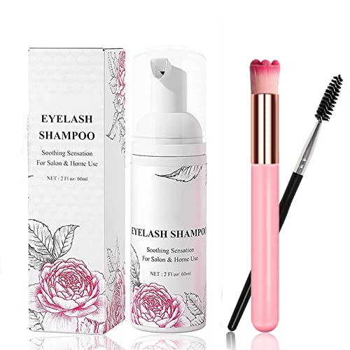 Rosarden Eyelash Extension Cleanser Eyelash Extension Shampoo Lash Cleanser for Extensions+Cleansing Brushes+Mascara Wand For Extensions and Natu
