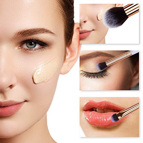 Makeup Brushes HEYMKGO Professional Marble Makeup Brush Set, Soft and Odor-free Natural Synthetic Bristles,10PCS + 2 Sponge Puff + Marble Pattern