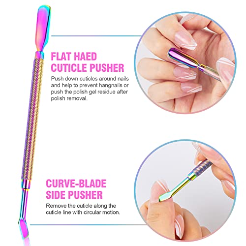 Acrylic Nail Clipper 5 in 1 Kit with Glass Nail File, Cuticle Trimmer Nipper and Cuticle Pusher Nail Gel Polish Remover, Stainless Steel Professi