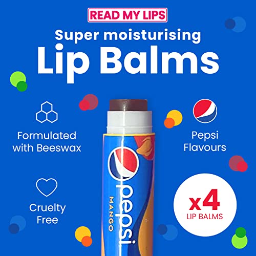 READ MY LIPS - Pepsi Flavoured Lip Balm Set - Formulated With Beeswax - Fun Party Bag Fillers Or Christmas Stocking Stuffers - Cruelty Free - 4 E