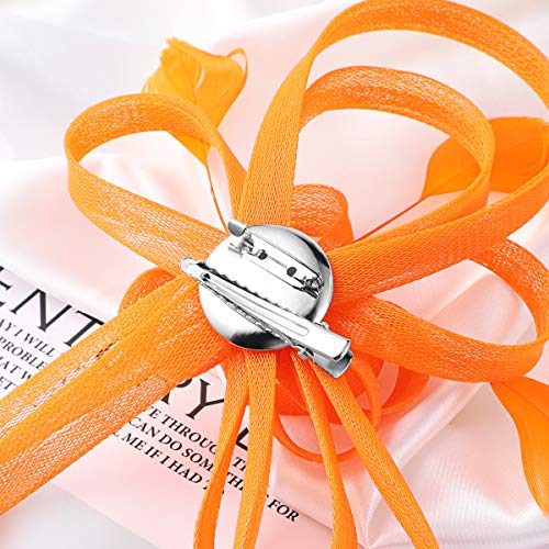 Lurrose Mesh Flower Hair Clip Fascinator Hair Pins Brooch Vintage Tea Party Hair Accessories for Women (Orange)