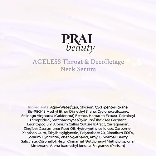PRAI Beauty Ageless Throat & Decolletage Serum 120ml Neck Skin Firming Serum, Anti Aging Wrinkle Reduction, Improves Skin Tone and Texture