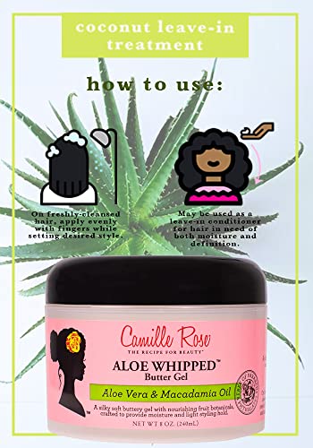 Camille Rose Aloe Whipped Butter Gel 240ml - Crafted to provide moisture and light styling hold. Natural, clean formula. For coily, curly and wav