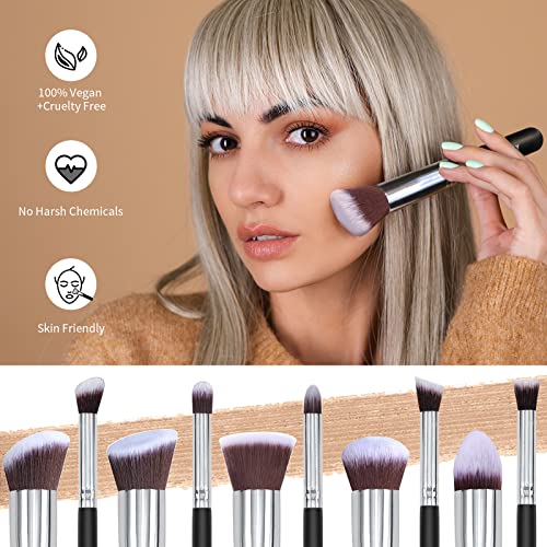 BEAKEY Diversity Makeup Brushes 12Pcs Makeup Kit, Premium Synthetic Kabuki Foundation Face Powder Concealers Eyeshadow Blush Brushes Makeup Brush