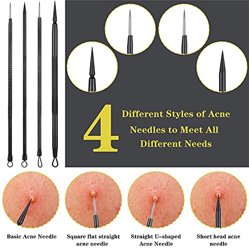 Somnr Pimple Popper Tool Kit, 11Pcs Blackhead Remover Tool Blackhead Extractor Tool Kit with White Bag,Pimple Popping Kit for Pimples, Blackheads