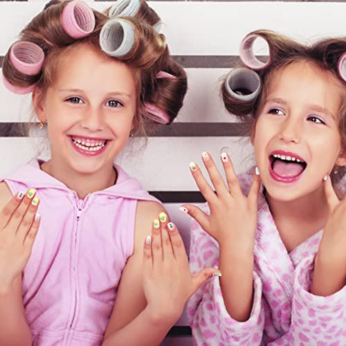 120PCS Kids False Nails,Scettar Kids Press on Nails Kids Stick on Nails Full Cover Kids Nails for Girls Kids Gift DIY Nail Art Decor 4 Boxes (Dif