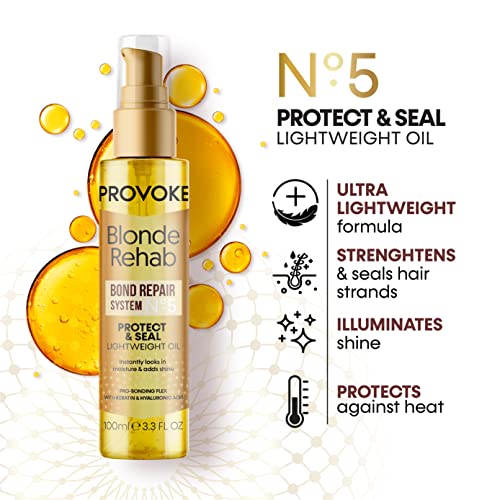 PRO:VOKE Blonde Rehab N0'5 Protect and Seal Bond Repair Hair Oil 100 ml, protects from heat & adds shine in 1 use, with a Pro Bonding Complex, Ke