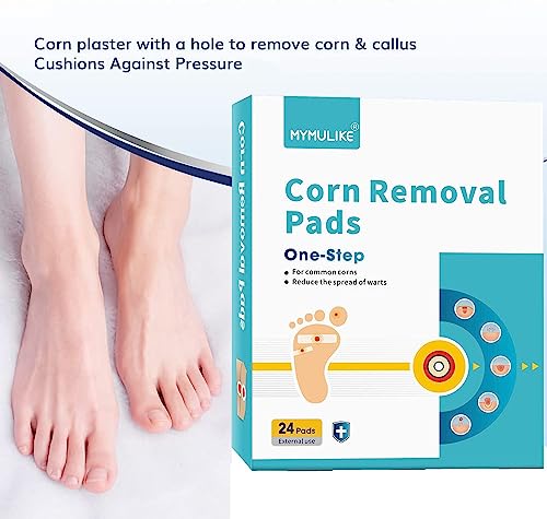 Corn Plasters, 24 Count MYMULIKE Corn Removal Pads Relief Corn Pain, Corn Cushions for Feet, Hand, Toe for Feet Care and Wart Remover Corn Pads F